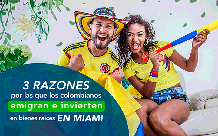 Pareja colombiana con camiseta y bandera - 3 razones por las que colombianos emigran e invierten en Miami