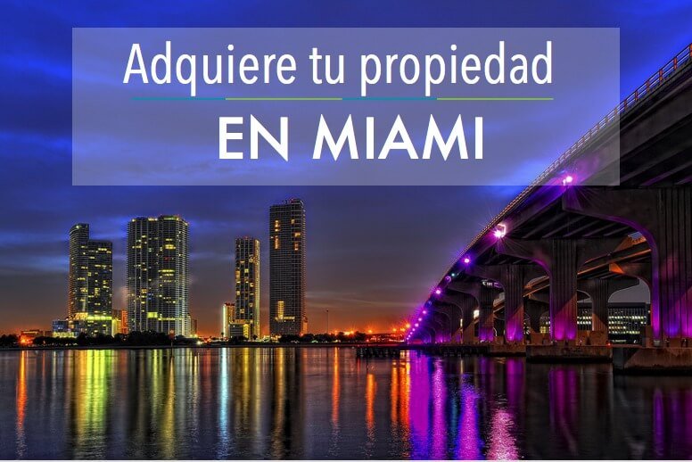 Puente de Miami iluminado de noche con skyline de fondo representando como adquirir tu propiedad en Miami