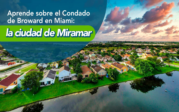 Vista aerea de Miramar Florida con comunidades residenciales y lago - conoce la ciudad de Miramar en el sur de la Florida