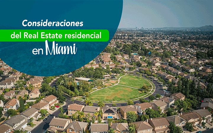 Vista aerea de barrio residencial en Miami con casas y vegetacion - consideraciones del real estate residencial