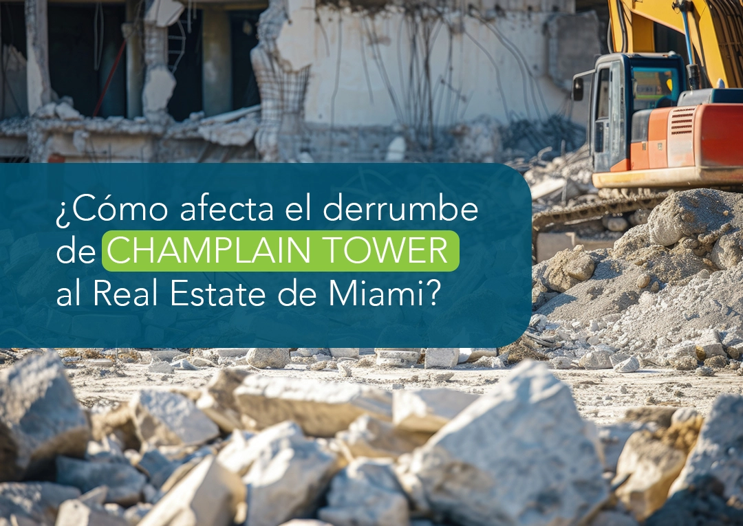 Excavadora entre escombros de edificio - derrumbe del Champlain Tower y su efecto en el real estate de Miami