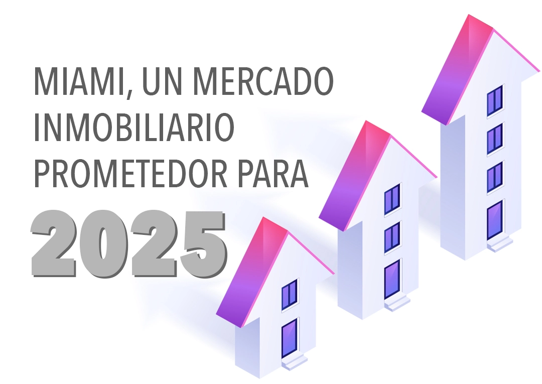 Ilustracion de casas en crecimiento ascendente - Miami mercado inmobiliario prometedor para 2025