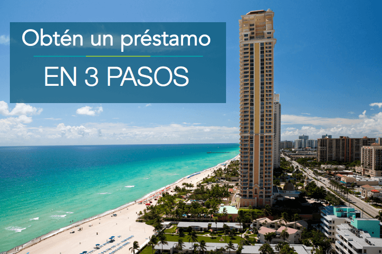 Torre residencial frente a playa de Sunny Isles Beach Miami representando pasos para obtener un prestamo hipotecario