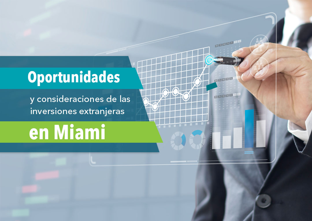 Empresario senalando grafico financiero digital - oportunidades y consideraciones de inversiones extranjeras en Miami