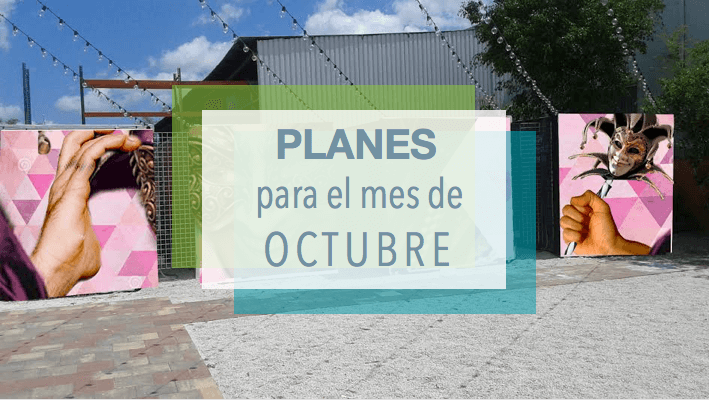 Espacio de arte al aire libre con murales coloridos en Miami representando planes y actividades para el mes de octubre