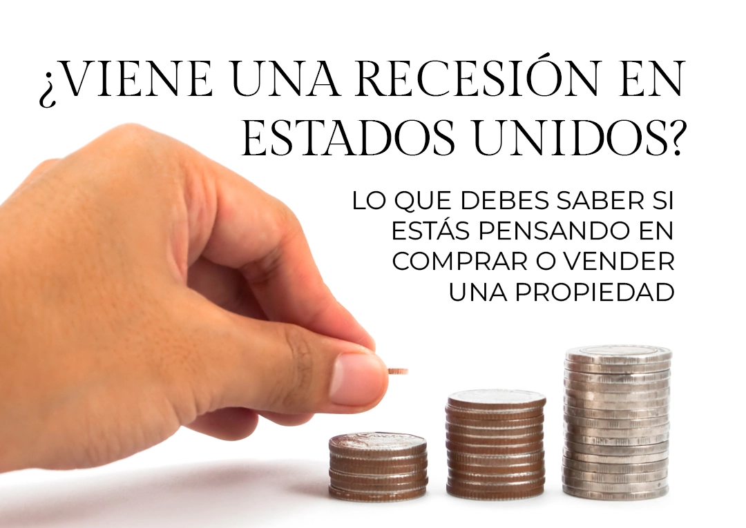 Mano apilando monedas en columnas crecientes - recesion en Estados Unidos y su impacto en compra y venta de propiedades