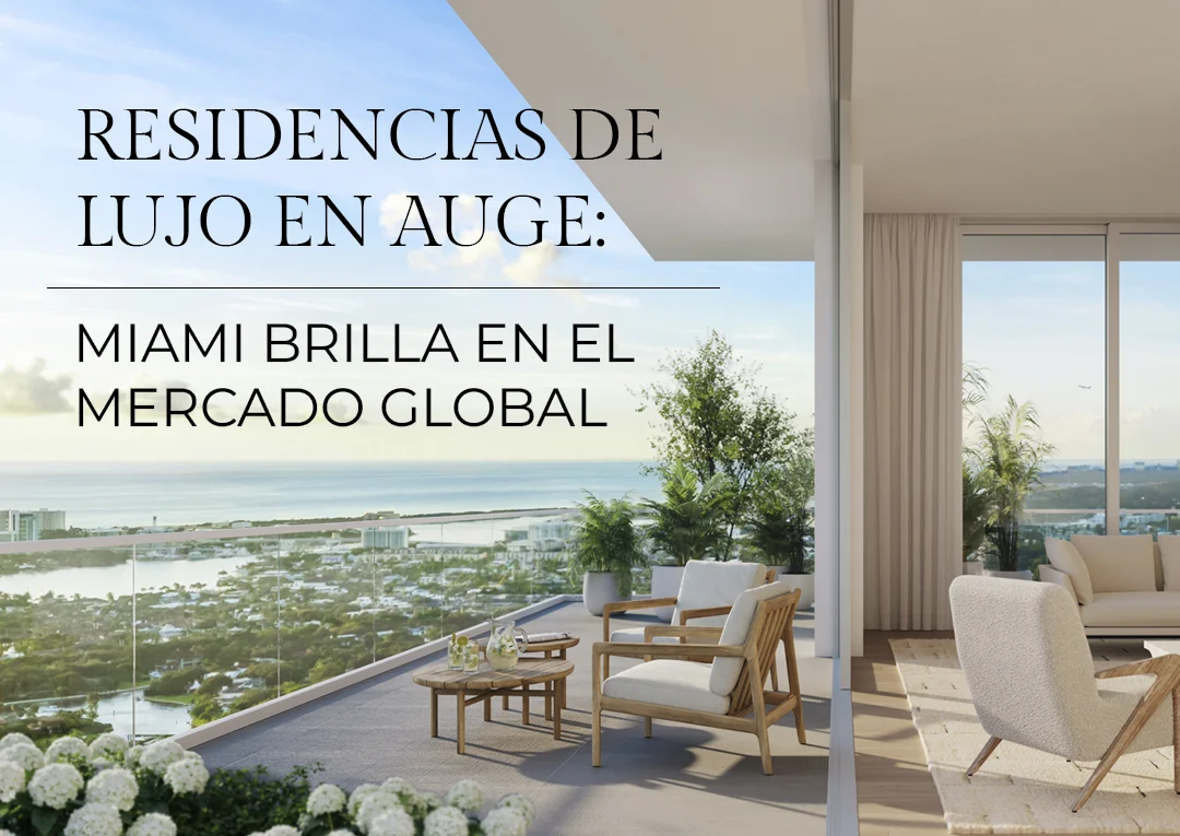 Terraza de residencia de lujo con vista panoramica al mar en Miami - mercado de propiedades de lujo en auge global